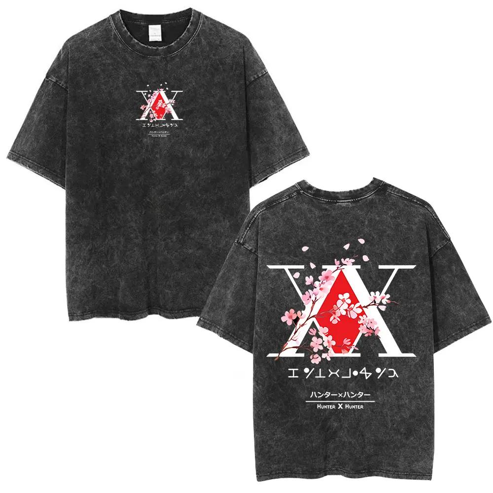 Anime Hunter X Hunter Phantom Troupe Printed Tshirt Mens and Womens Washed Tshirt High Quality Vintage Cotton Tshirt Tops