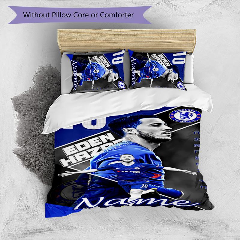 3pcs Custom Name Chelsea F.C Bedding Set Duvet Cover Closure Includes 1 Duvet Cover & 2 Pillowcases for All Seasons Bedroom Decor