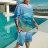 Новый летний комплект мужских футболок с 3d принтом, повседневный модный роскошный стиль, полный комплект одежды, уличная одежда, шорты на шнурке