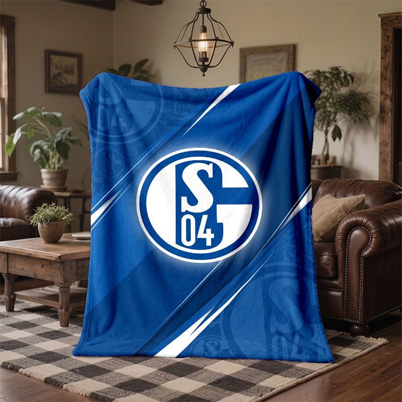 Schalke 04 Theme Fleece Blanket Cozy Soft Plush Blanket For Bedroom Couch Travel