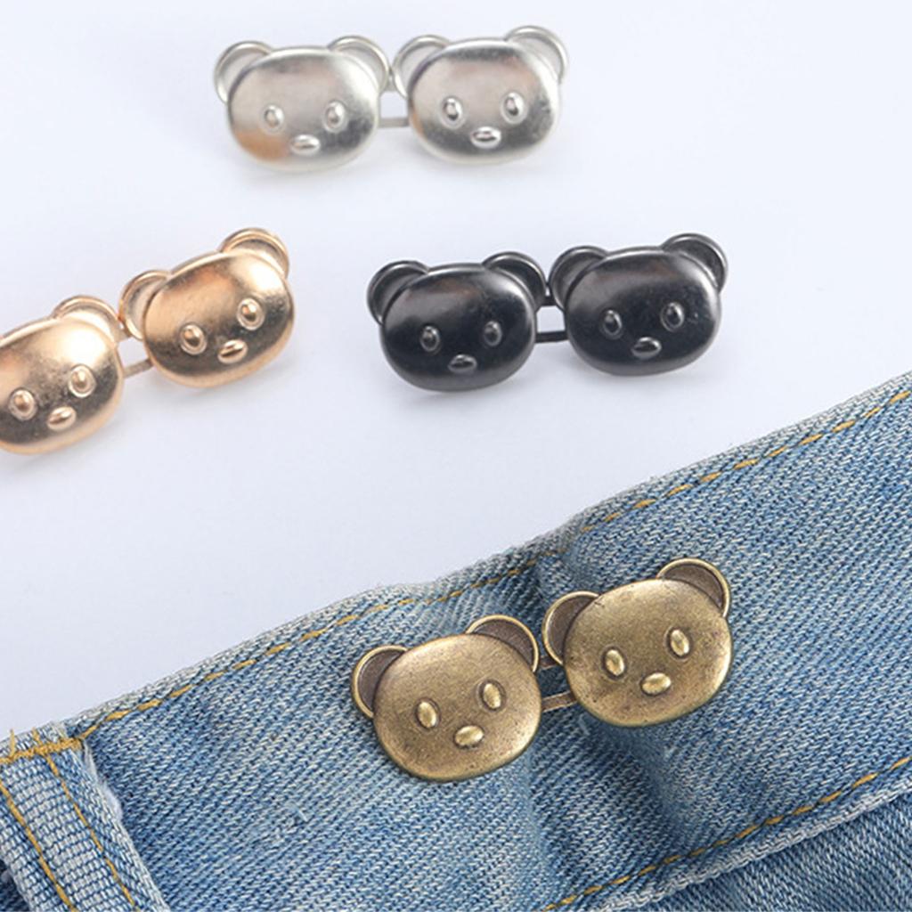 4 пары утягивающих поясов в форме медведя, регулируемые утягивающие пояса для брюк, пуговицы на талии, удлинители талии для джинсов, регулируемые утягивающие пояса, пуговицы