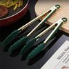 9/12 дюймов, зеленое золото, силиконовые щипцы для еды, нержавеющая сталь, гриль для барбекю, зажим для стейка, кухонный зажим для сервировки салата, хлеба, посуда