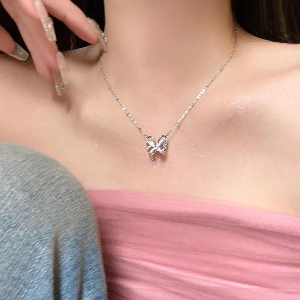 Серебряное ожерелье-бантик из цинкового сплава, подвеска в виде креста из циркония на ключицу, подарки