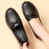 2025 Spring New Women Loafers Black Round Toe Waterproof Flats Leather Shoes Women's Comfortable Work Shoes Mother Casual Shoes