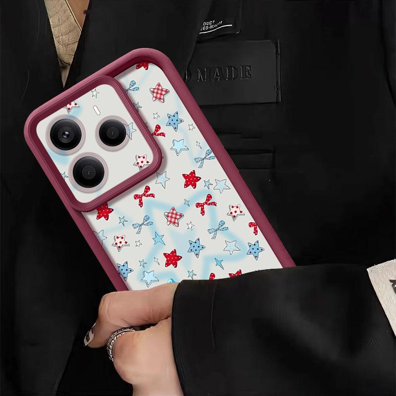 Blue Stars Bowknots Pattern Case For Xiaomi Redmi Note 14 13 Pro 5G 4G 12 11 Funda Xiaomi 14T 13T 11T Pro Shockproof Bumper Silicone Cover