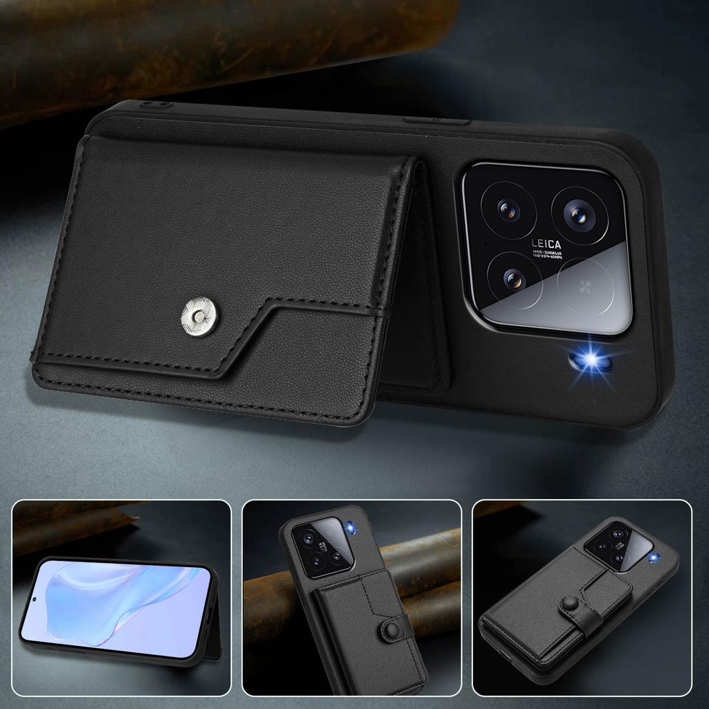 For Xiaomi 15 Case RFID Blocking Card Holder Kickstand TPU + PU Leather Phone Back Cover