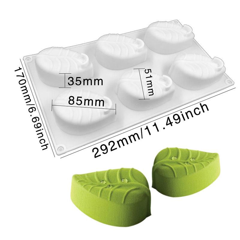 6-секционная пищевая силиконовая форма для листьев, форма для помадки, инструменты для выпечки шоколада, аксессуары для украшения мусса, формы для выпечки