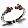 Красный солнечный камень, драгоценный камень 925, посеребренный браслет ручной работы, ювелирный браслет-манжета