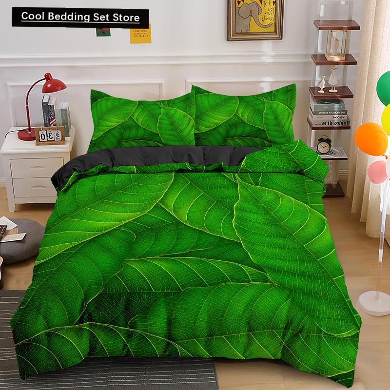 Комплект постельного белья «Природа» с изображением тропических зеленых листьев, джунглей и растений, пододеяльник с 3D-ботаническим рисунком из полиэстера