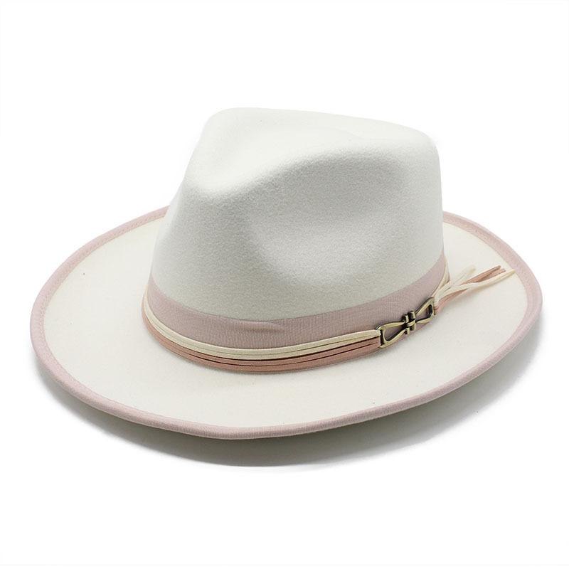 Wool Felt Jazz Hat Men'S Vintage British Wool Gift Hat Hemmed Felt Hat