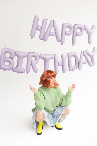 Balon Foliowy Happy Birthday, 340X35Cm, Fiolet