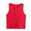 Kaslead New Arrival Women's Clothing Fashion Style Stylish Simple and Versatile Two Colors Plain Stitch Short Sleeveless Vest Top