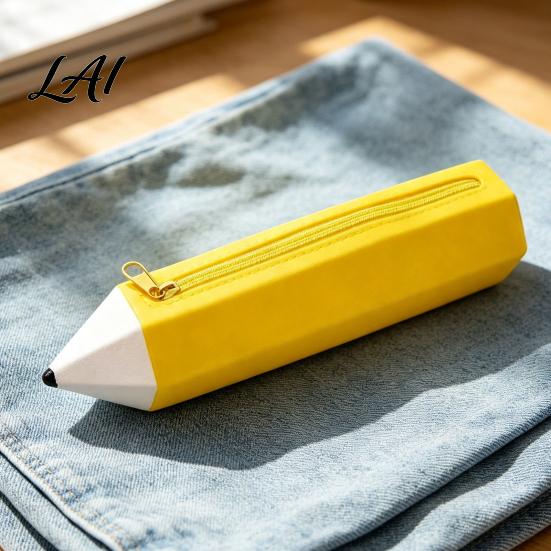 Zippered Pencil Pouch Students Silicone Case with Zipper Waterproof Shaped Multipurpose Storage Bag Stationery Pouch Large Organizer for Pens,