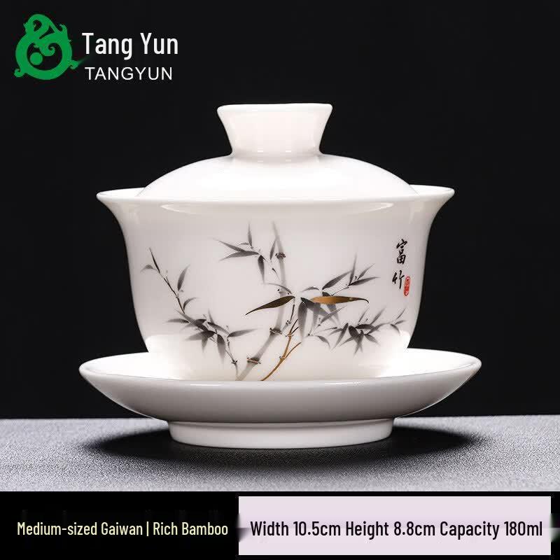 Mutton Fat Jade White Porcelain Gaiwan Tea Cup