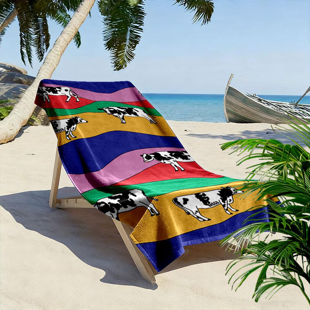 Colorful Cow Pattern Beach Towel Beach Towel Quick-drying for Travel Outdoor Sports Jogging Beach and Swimming