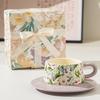 Coffee Cup and Saucer Set Flower Afternoon Tea Ceramic  High Appearance Level Mug Souvenir Ins Style Oil Painting Retro Girl