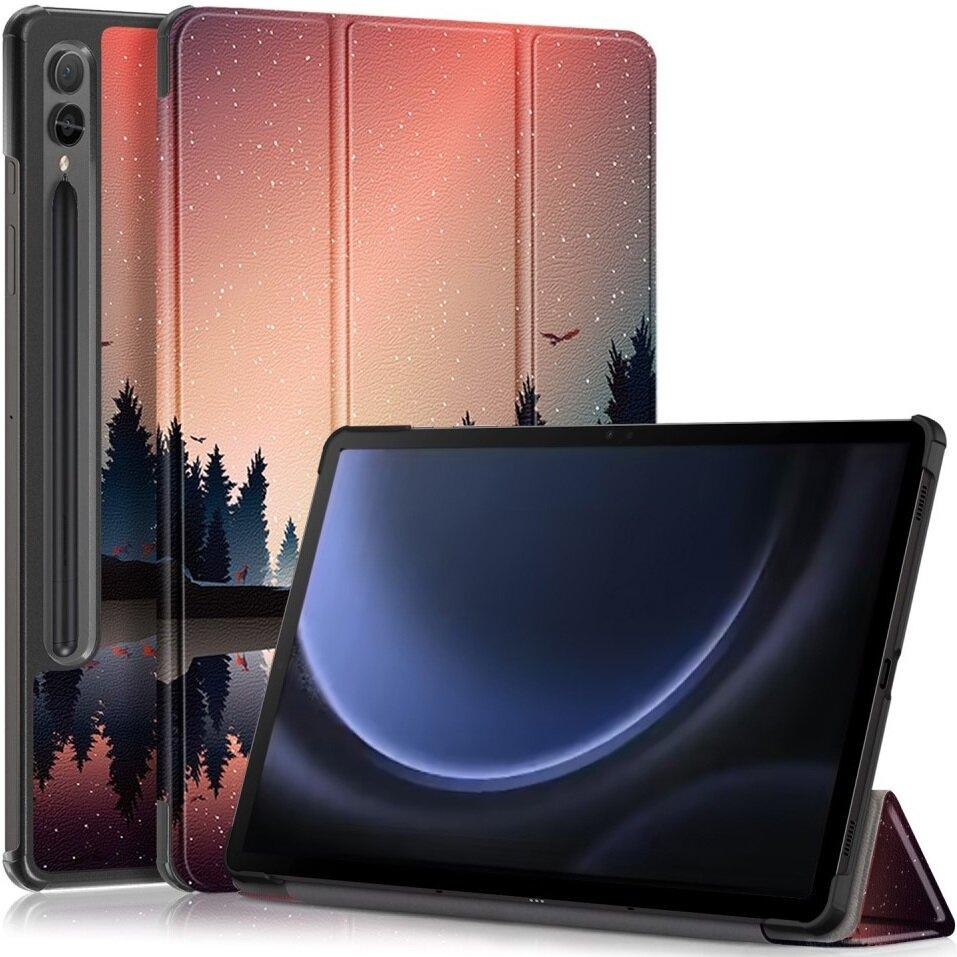 Samsung Galaxy Tab S9 FE+ Plus case with stylus holder, Evening landscape