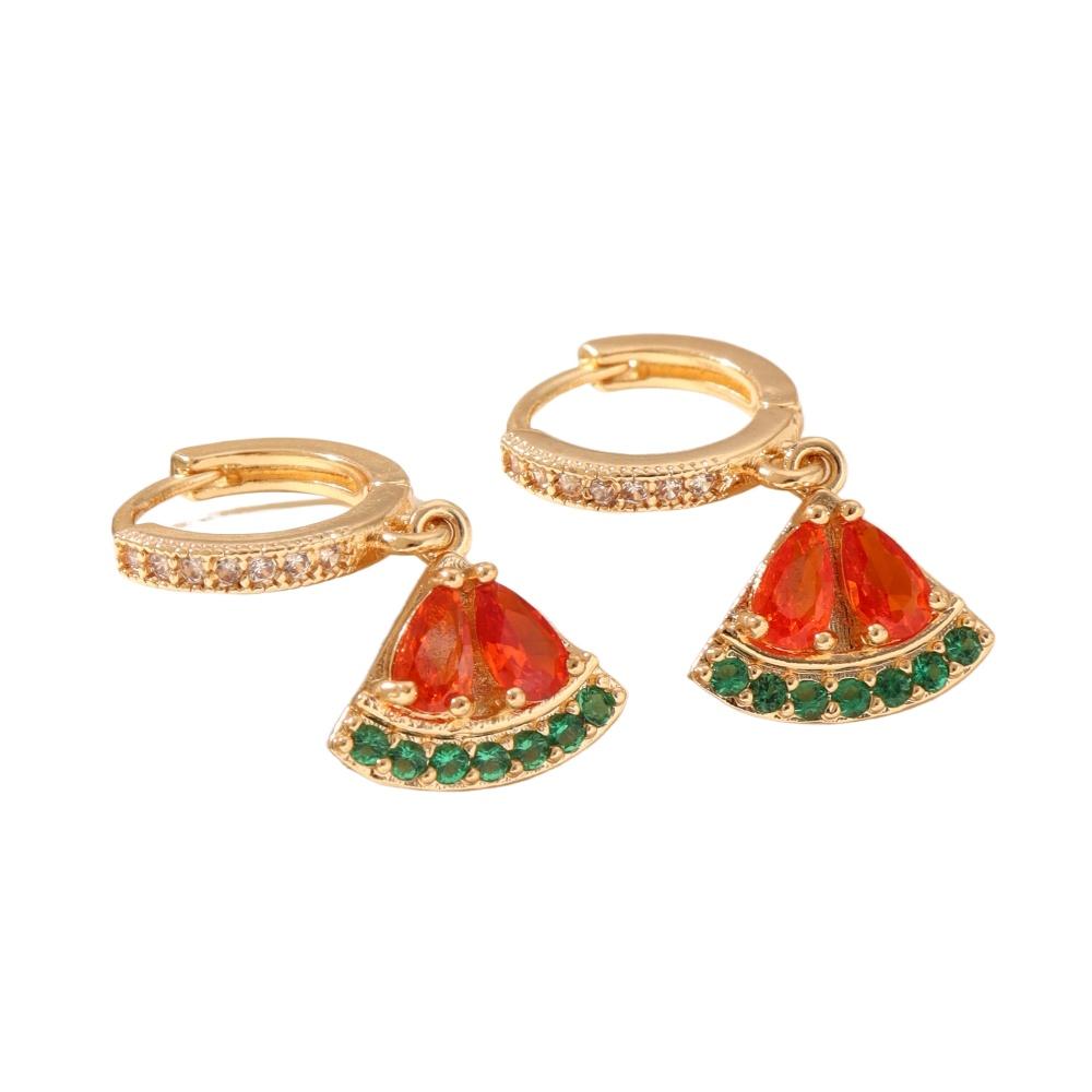 1 Pair Cute Fruit Dangle Earrings for Women Cubic Zirconia Jewelry Wedding Party Accessories