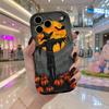 Чехол для телефона с волнистым краем для iPhone 16 15 14 Pro Max 13 12 11 Mini XR XS SE Хэллоуин Пугало Тыква Чехол