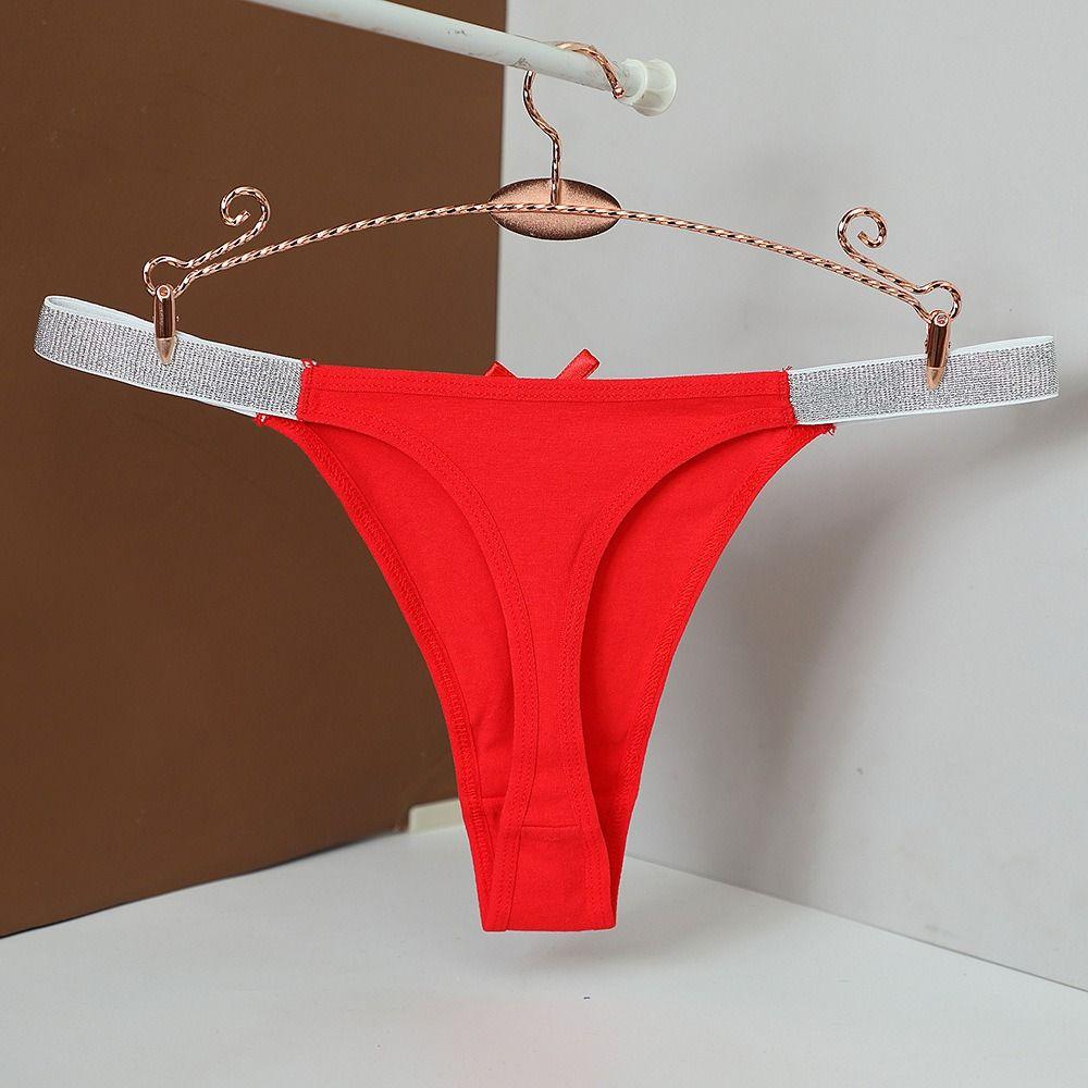 Silver Thin Belt Bowknot Panties Bow Cotton Thong Sweet Women's Briefs Lingerie