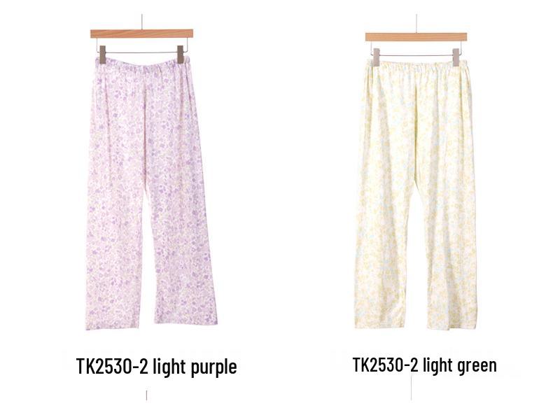 Женские трикотажные пижамные брюки из чистого хлопка - Весна/Лето, Свободный крой, Большой размер, Эластичная талия, Защита от комаров