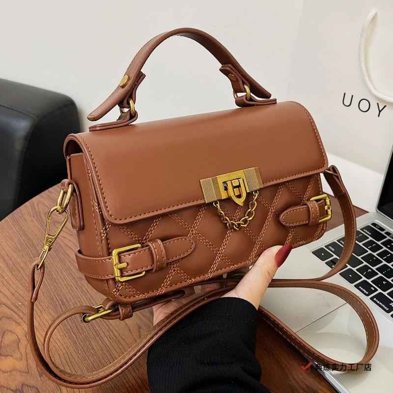 Premium texture small bag women's new fashion retro versatile diamond shoulder bag portable messenger small square bag