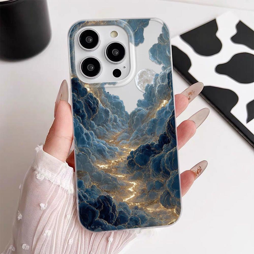 Чехол для телефона 'Луна в облаках' для iPhone 17 ProMax 16 13 11 15 14 12 17Air 17promax Прозрачный силиконовый мягкий чехол Funda