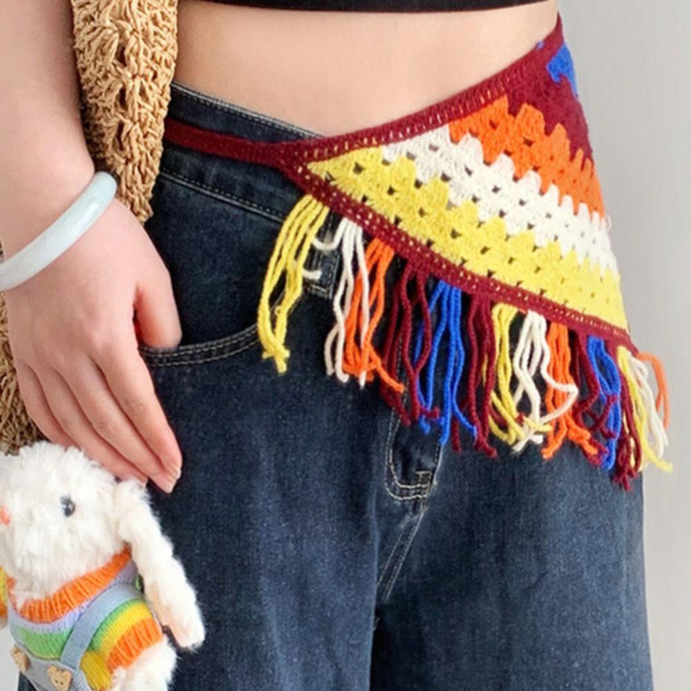 Cummerbund Ethnic Style Waist Band Bohemian Turban Apron Wrap Knitted Triangle Headscarf Summer