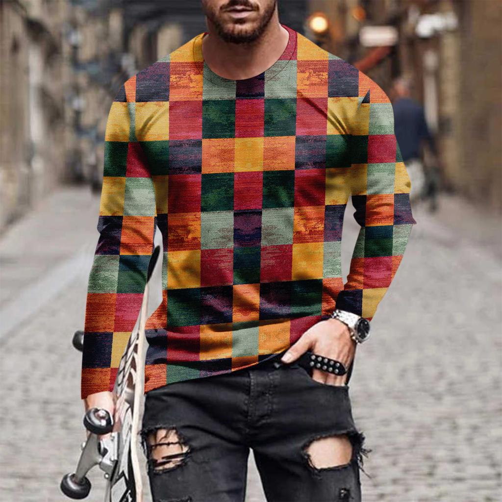 Men's T Shirt Graphic Abstract Neck Clothing Apparel Outdoor Long Sleeve Print Fashion Designer Vintage