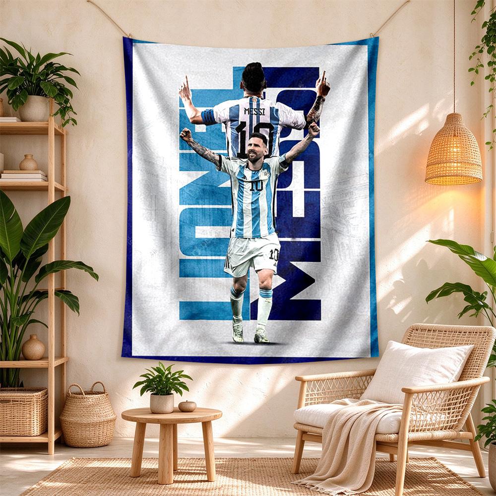 Football Messi Boho Wall Tapestry Cozy Warm Ideal for Studio Wall Living Room Dorm Wall All Season Exotic Pattern Gift for New Home