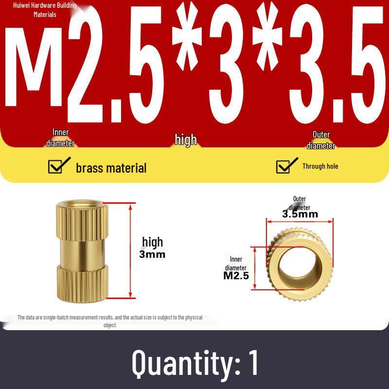 Two-Way Injection Molding Copper Knurled Nut Insert (M2-M8)