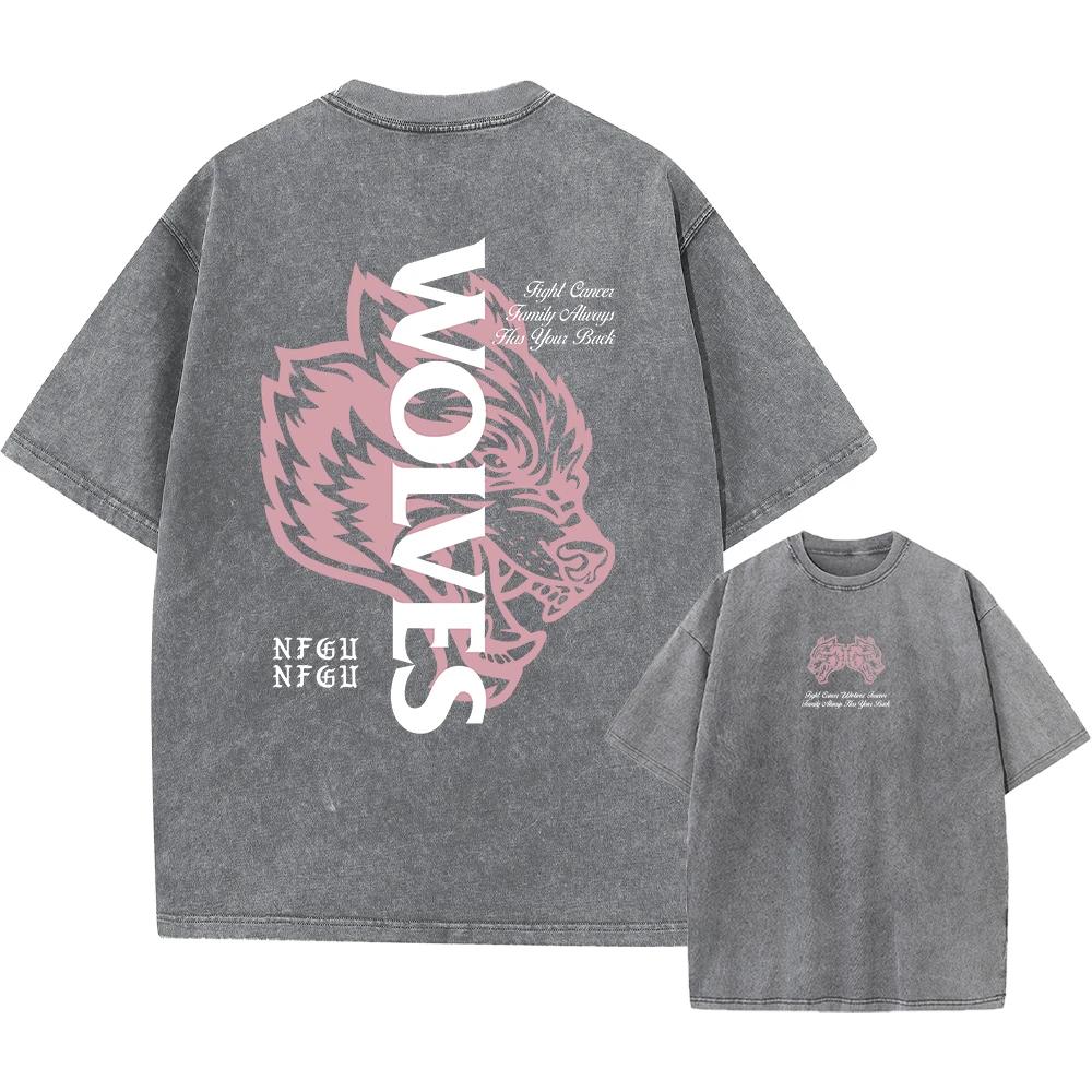 Футболка Vintage Darc Sport Wolves Print Acid T Shirt Men Clothing Cotton Boy Skateboard Short Sleeve Washed Gym Oversize Fitness