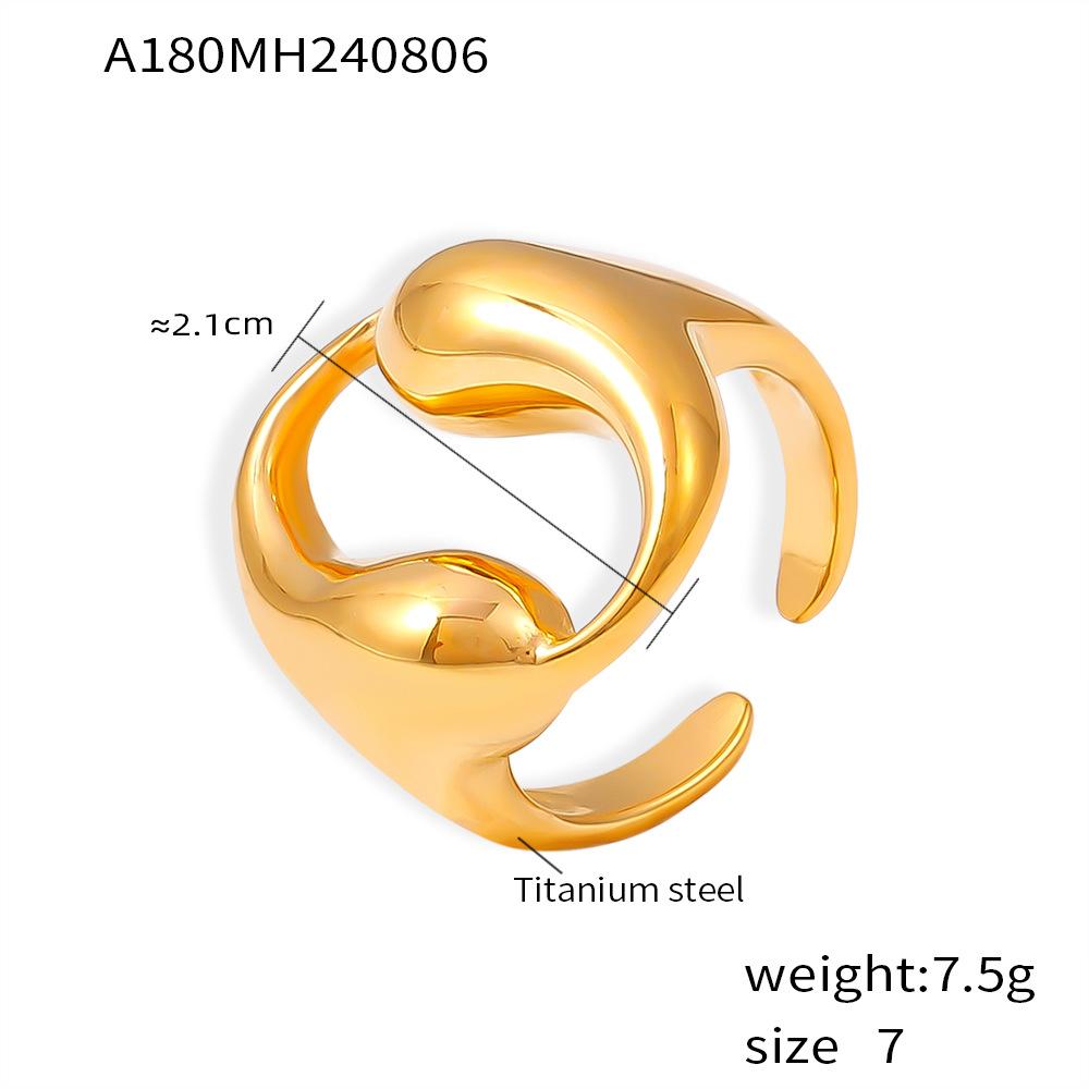 Двойное полое круглое кольцо с каплей воды 18-каратное золотое титановое стальное разомкнутое кольцо ювелирные изделия
