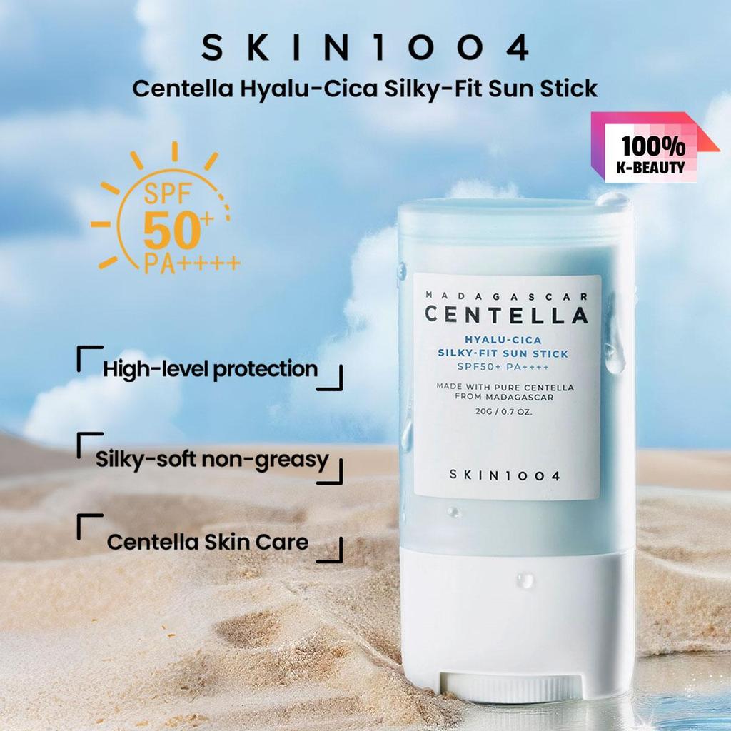 Skin1004 Мадагаскарская центелла Hyalu-Cica Шелковистый солнцезащитный стик SPF50+ PA++++