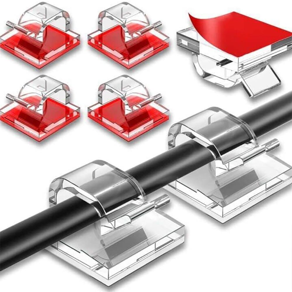 50pcs Self Adhesive Wire Clips Cable Management Clips Cable Organizers Sticky Cord Holder for TV PC Laptop Ethernet Cable Home