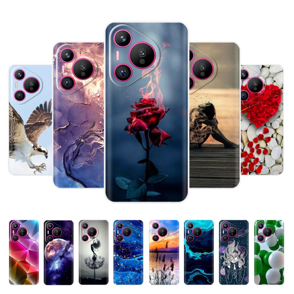 Для чехла Huawei Pura 70 Pro Pura 70 Прозрачная задняя крышка Бампер с красивой девушкой Мягкий ТПУ Funda Для Huawei Pura 70 Pro+ Pura70 Ultra Capa