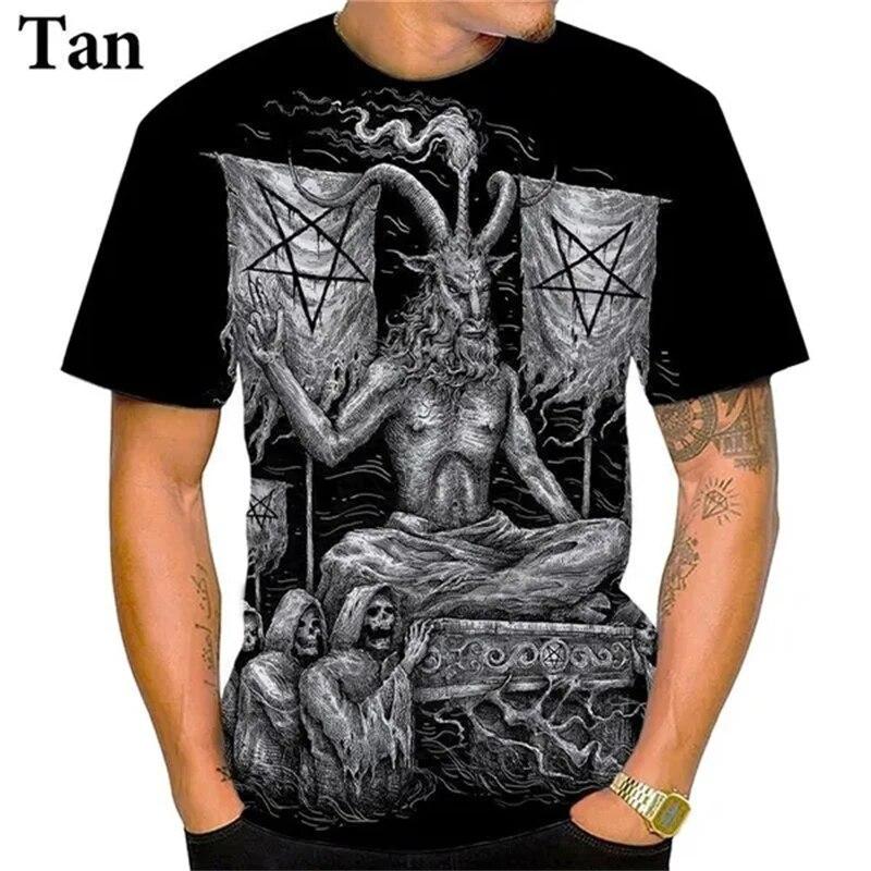 Летние футболки сатаной дьявола, мужские футболки с 3D принтом, толстовка в стиле Харадзюку, женские футболки, футболка большого размера, мужская одежда Y2k
