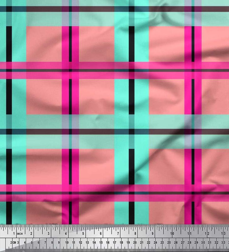 Soimoi Ткань японский креп-сатин в клетку с принтом в клетку швейная ткань метр 42 дюйма