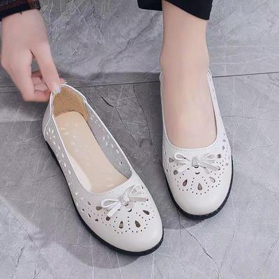 Дышащие Летние Кожаные Сандалии с Нескользящей Подошвой для Женщин Среднего и Пожилого Возраста