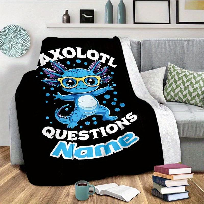 Blue Axolotl Customize Your Name Blanket Warm Comfortable And Soft Blankets Are Suitable For Home Chairs Office Sofas Sofas Office Camping And Gifts