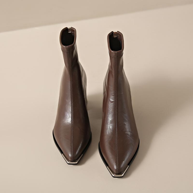 Зимние женские ботильоны с острым носком, модные короткие ботильоны с застежкой-молнией сзади, женские туфли на высоком каблуке Botas De Mujer