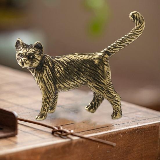 Статуэтка кошки Изысканная работа Ручная работа Металлические милые фигурки маленьких животных Миниатюры Украшения для дома Аксессуары AVE
