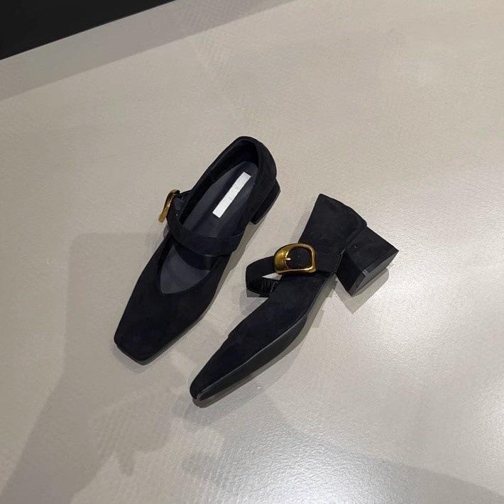 Французские туфли в стиле ретро с юбкой и квадратной головкой, женские туфли Мэри Джейн, весна-осень 2024, новые туфли позднего вечера, легкий толстый каблук, одинарные туфли