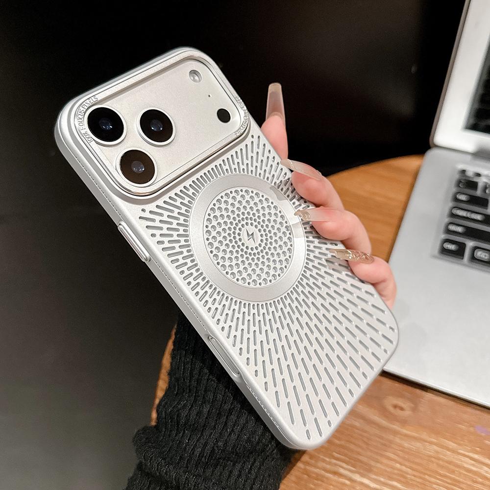 Роскосный Охлаждающий Чехол с Рассеиванием Тепла Полый Для iPhone 17 15 14 13 16 12 Pro Max Plus 17Pro 17 Для MagSafe Магнитный Матовый Чехол
