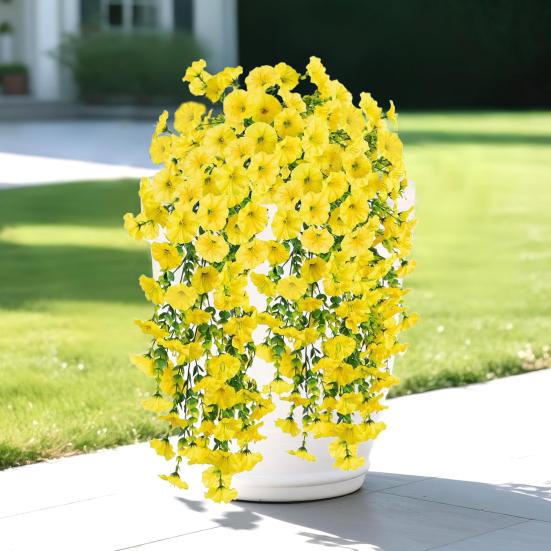 1/2Pcs Hanging Artificial Morning Glory UV Resistant Fake Flower Wedding Party Indoor Outdoor Garden Wall Hanging Faux Flower Decoration