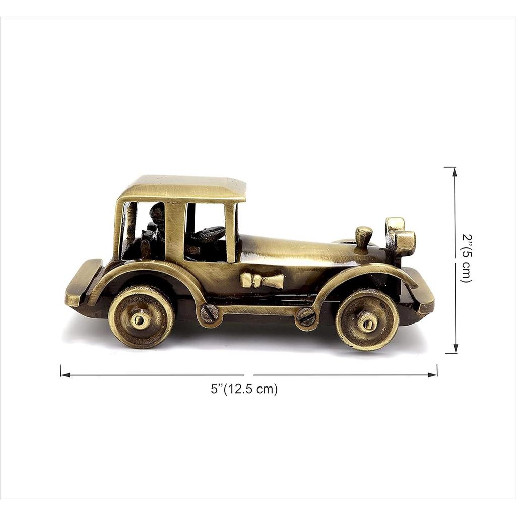5 Inches Brass Vintage Motor Car Showpiece Figurine Statue for Home, Brass Antique Showpieces for Home, Standard, Pack of 1