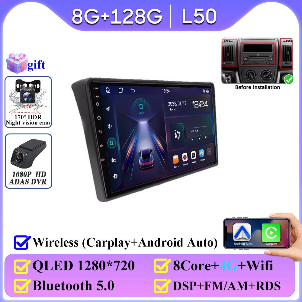 Android Auto For Fiat Ducato Peugeot Boxer Citroen Jumper 2 2006-2022 Car Radio 5G Wifi GPS Navigation Display Autoradio Screen