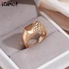 Kienl Square Glossy Gold Trendy Big Size Ring Daily Easy Matching Rings