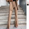 High Waist Fashionable Temperament Slim Sexy Casual Slit Leather Pants Casual Pants for Women