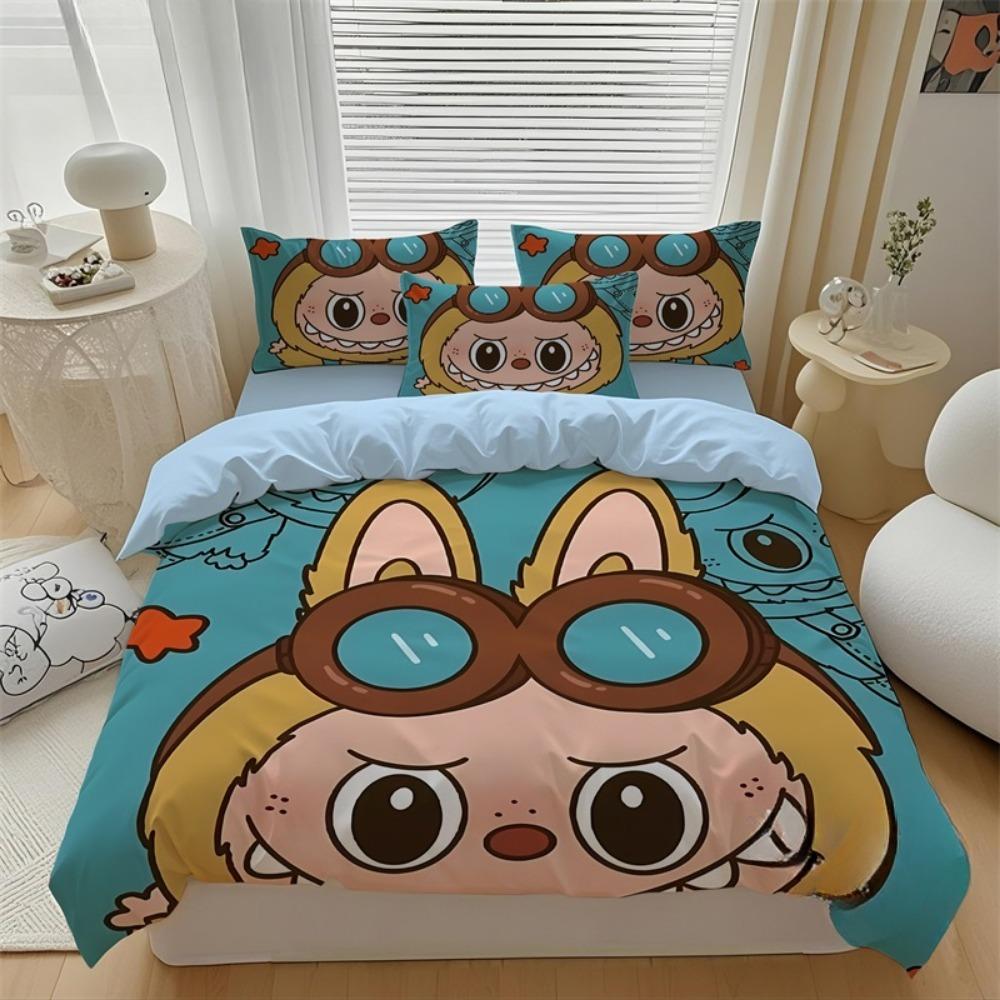 Милый комплект постельного белья Bubu из 2/3 предметов для спальни, детский подарок, подростковый, взрослый, микрофибра, двуспальный пододеяльник на молнии, декор для комнаты